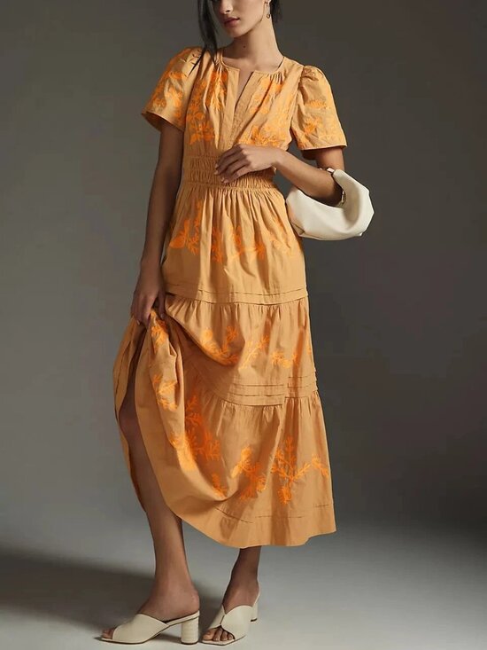 Anthropologie Dresses & Skirts - Anthropologie Tan Beige & Orange Somerset Embroidered Maxi Dress